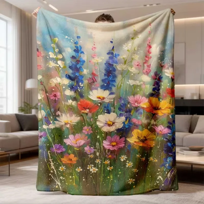 Tropical Hibiscus Plumeria Flannel Throw Blanket Palm Leaf Print Soft Warm Summer Botanical Blanket Beach Patio Decor