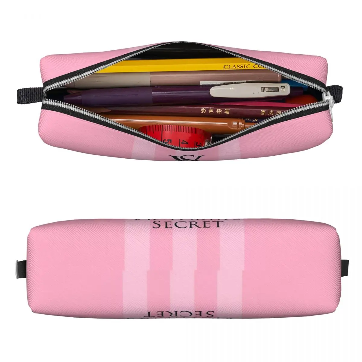 V-Victoria\'s S-Secret Stripe Pencil Cases Fun Pen Bag Student Large Storage Students School Gift Pencil Box