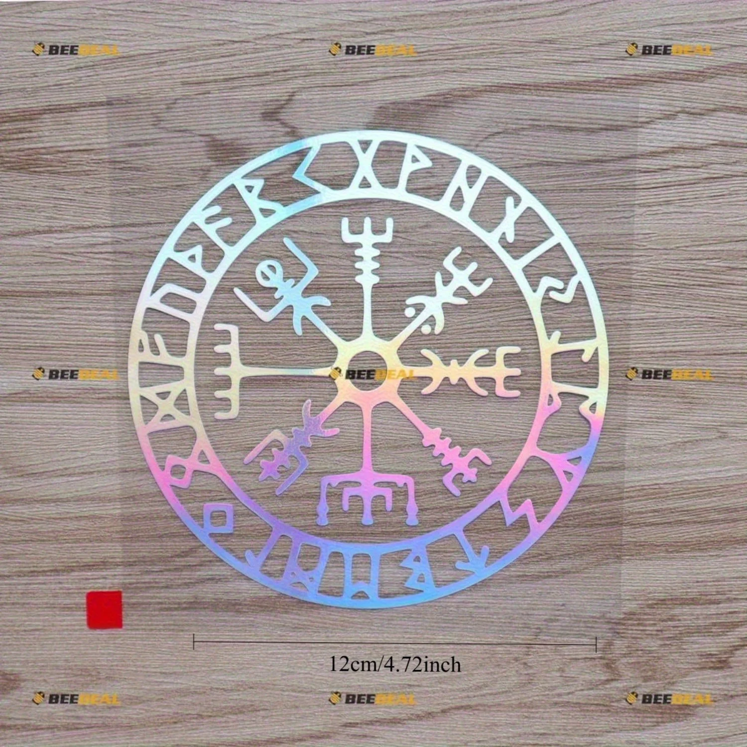 Sticker Vegvisir Viking Rune Compass Sticker, Vinyl Odin Nordic - Holographic Color Oily Color, 6 Inch