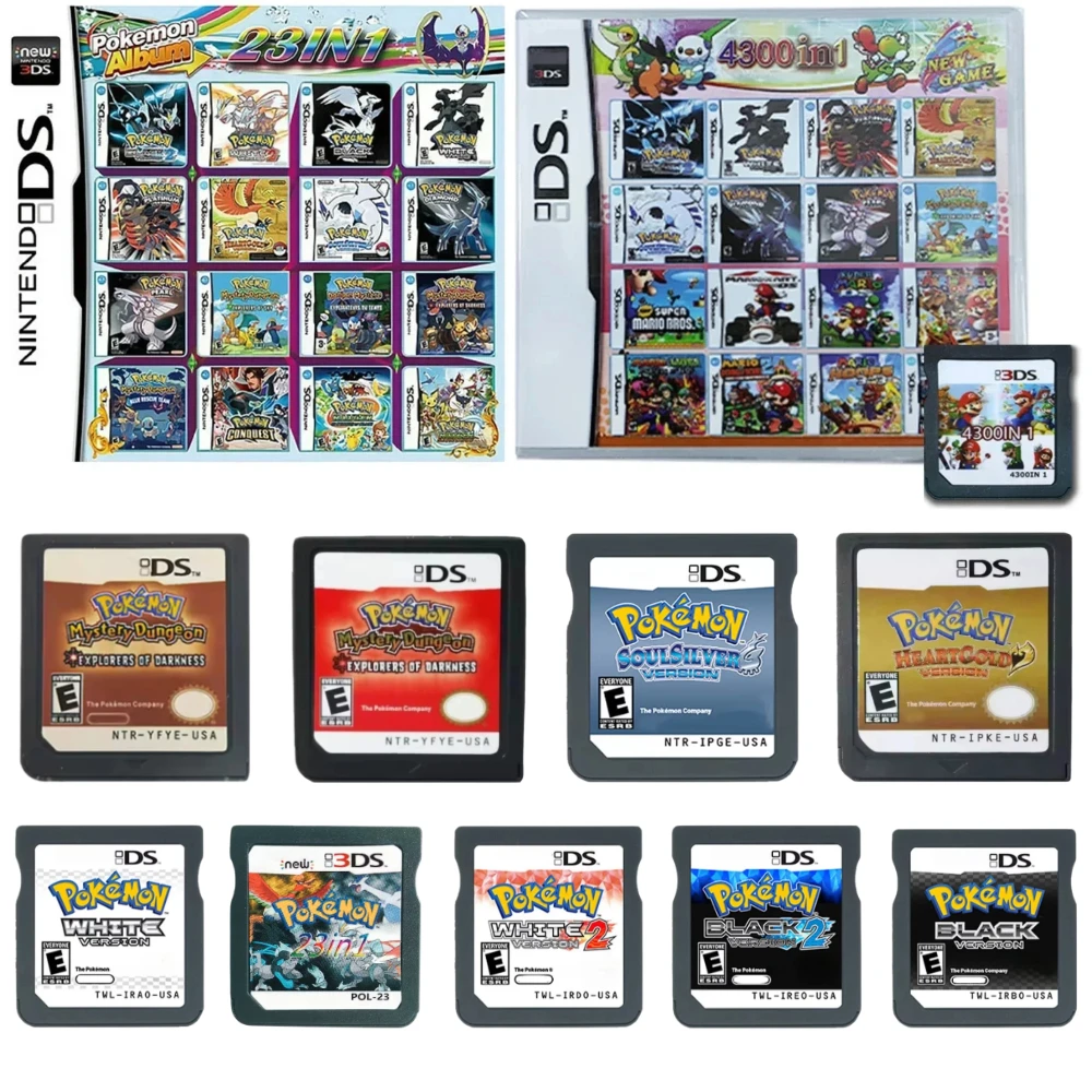 Image of 4300/520/500/486/482 in 1 DS-Spielkassette Super Combo DS-Spielkarte Englische Version für DS Lite DSi 2DS 3DS SCHWARZ-WEIß 2