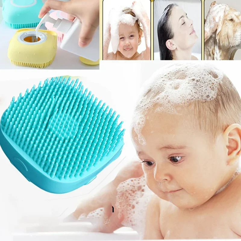 Baby Silicone Bath Massage Brush Adult Pet Head Massager Filling Liquid Rubbing Artifact Massage Bath Shampoo Brush massageador