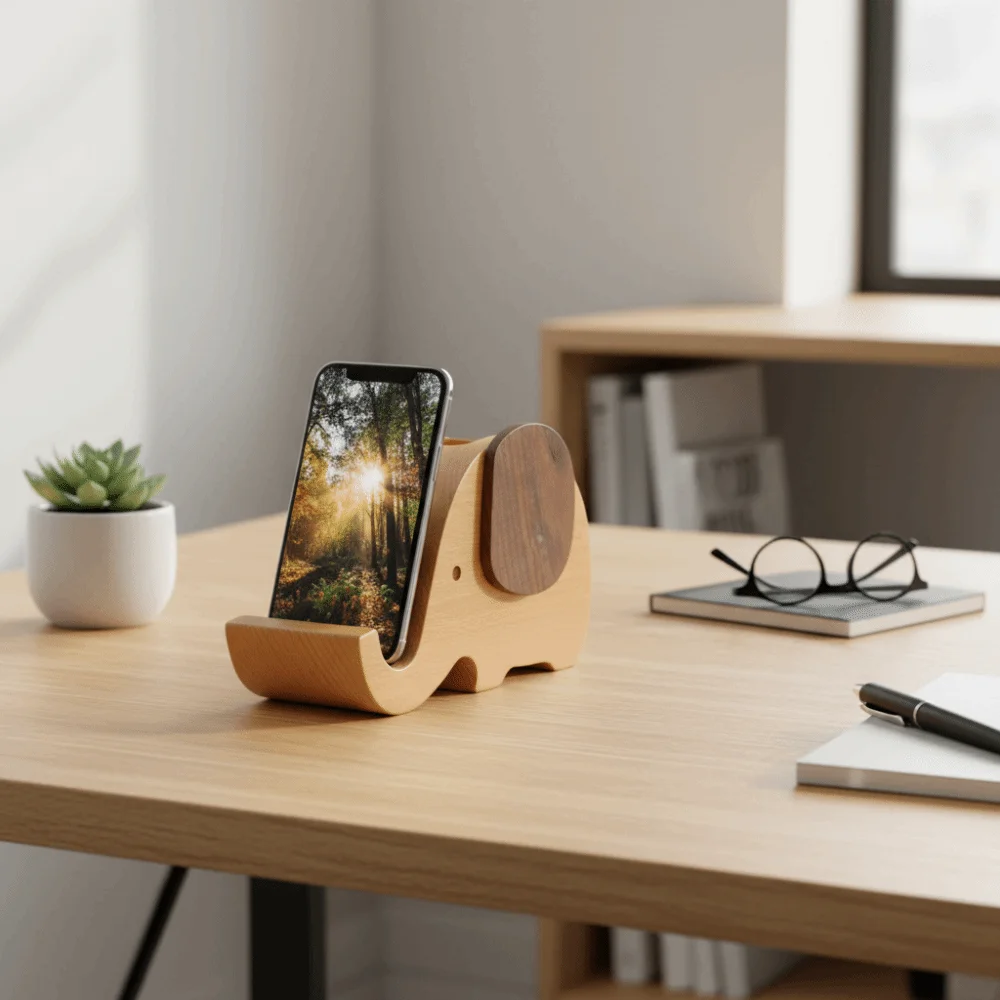 

Деревянный органайзер для стола в виде слона, многофункциональный, креативный дизайн, подставка для ручек, настольное украшение, держатель для телефона, для класса/учебных заведений