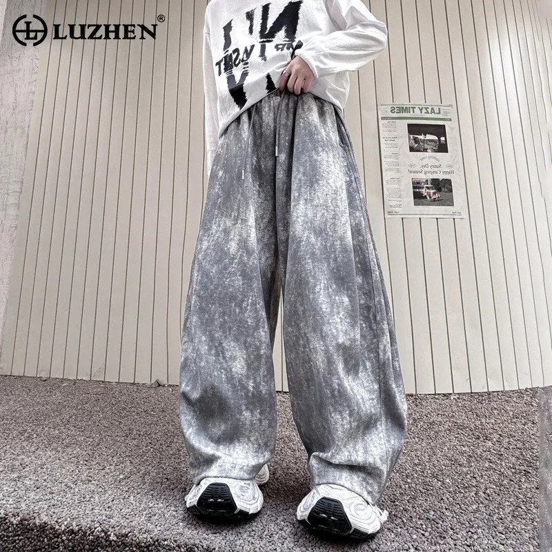 

LUZHEN Wide 2025 New Trendy Leg Original Tie-dyed Design Sweatpants Men's Handsome Loose High Quality Street Casual Pants JY5552
