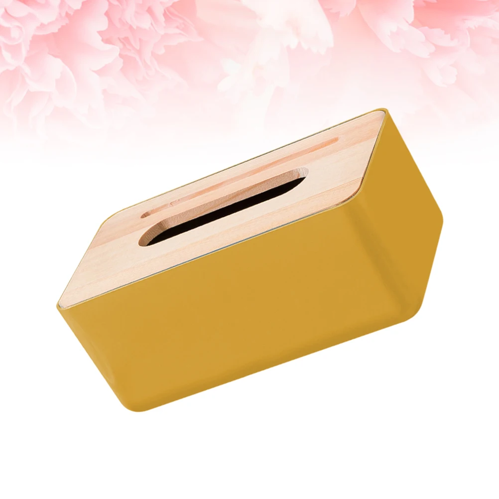 

1pc Tissue Box Wooden Cover Napkin Storage Container Household Paper Towel Holder Mobile Phone Groove Slot Wear Resistant Dirt