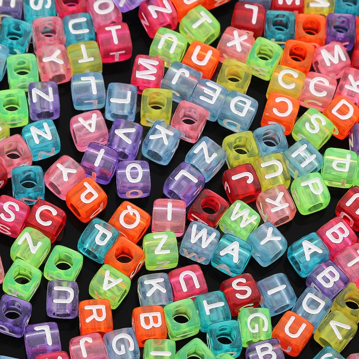 5x5/6x6mm Square Alphabet Acrylic Beads - 2/4mm Hole Size for Professional Jewelry Making & DIY Crafts (200/100pcs Pack)