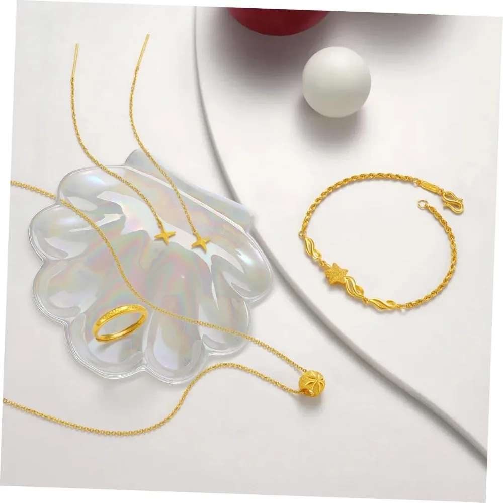 لوحة مجوهرات من السيراميك على شكل صدفة إبداعية، صينية تخزين خفيفة الوزن للخواتم والأقراط والقلائد المزخرفة متعددة الوظائف أو