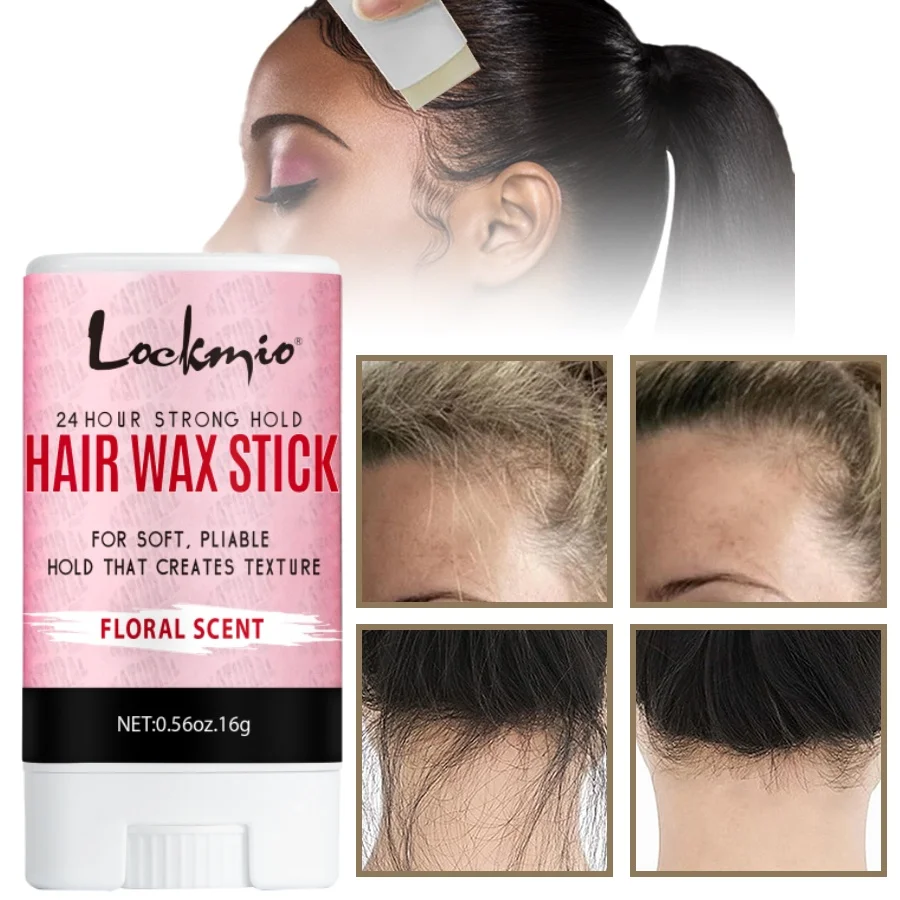 LOCKMIO Natural Styling Solid Wax Stick Smoothing Frizz Hair Control Flyaways Hair Pomade Strong Hold Edge Control Gel for Wig