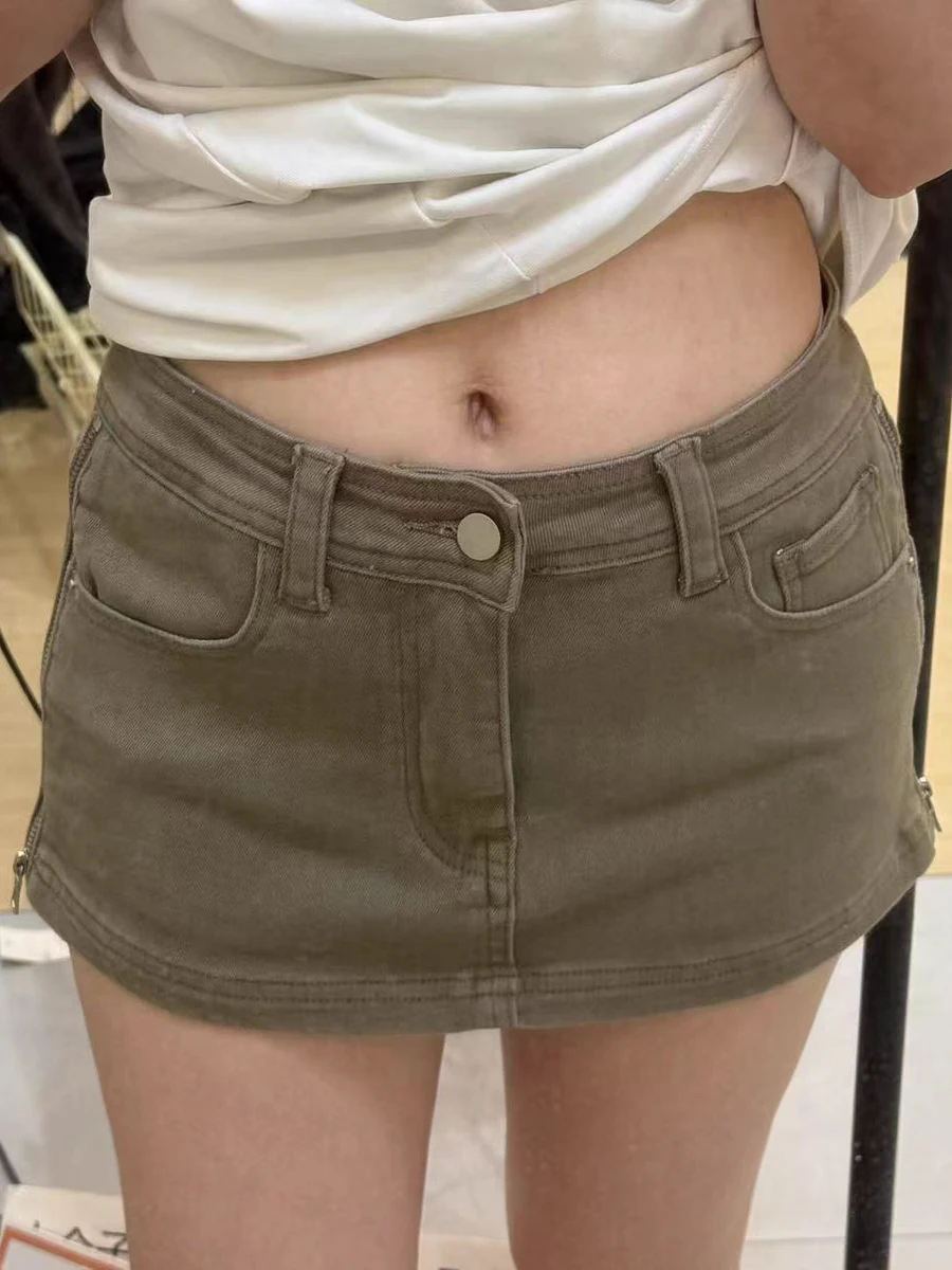 

High Waist Denim Skirt Women's Summer Anti-Light Flattering Slimming A-Line ort Skirt Pants plus Size Retro Sle