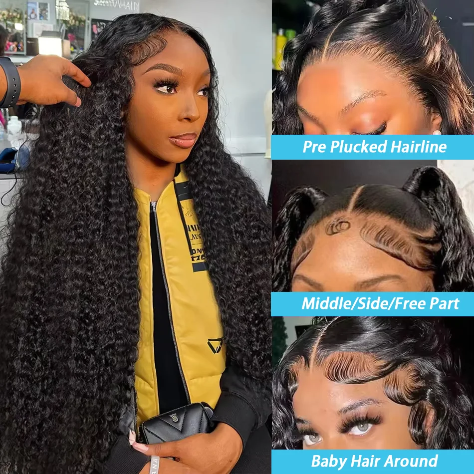 Real 250% HD Lace Wigs Deep Wave 13x6 Lace Front Wig Brazilian Curly Lace Frontal Human Hair Wigs Women 5x5 Glueless Wear To Go