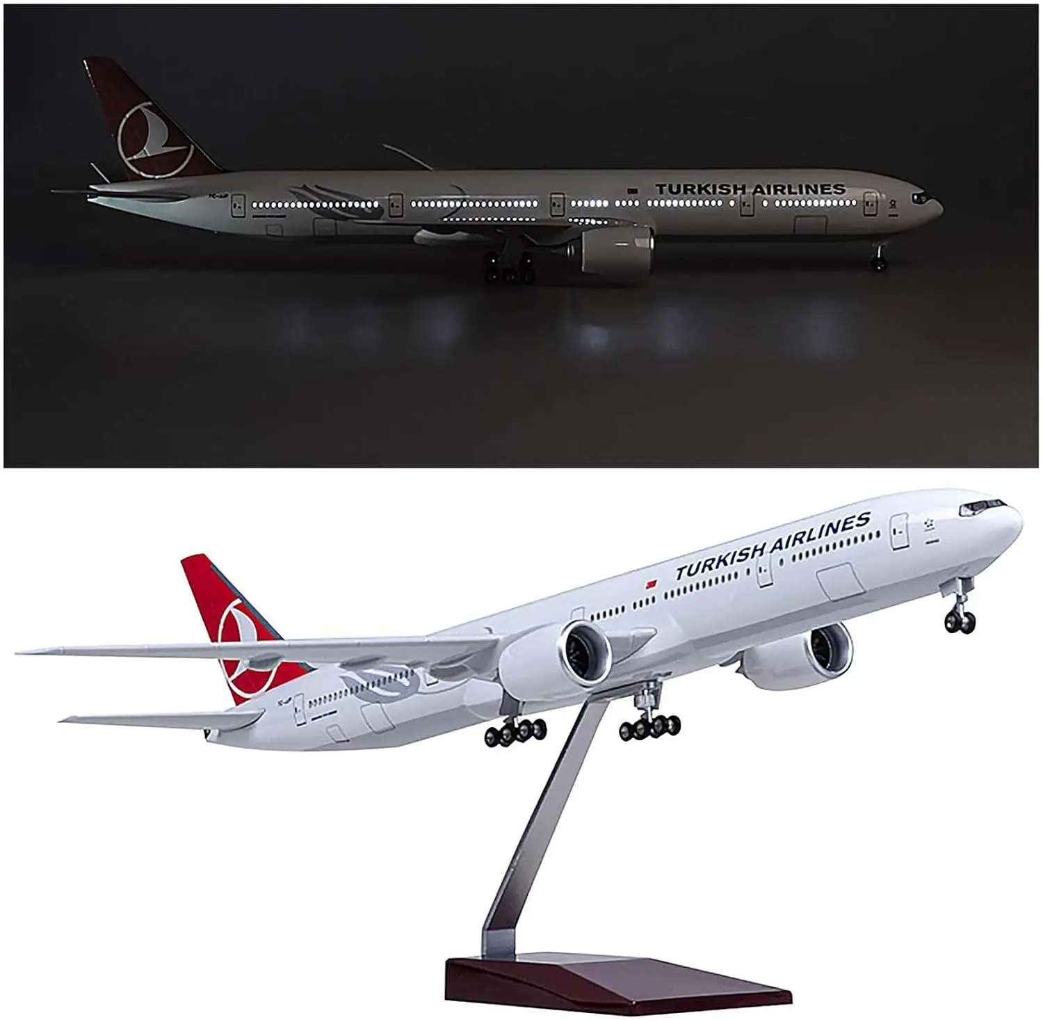 

47cm For Turkish Airlines B777 Model Plane Simulation Civil Aircraft Model With Lights And Wheels Kids Toys For Boys Collected