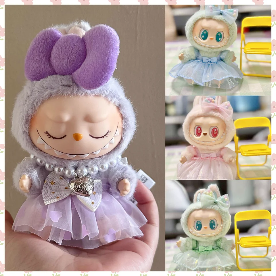 Mini Plush 17cm Doll'S Clothes Outfit Accessories For Korea Kpop Exo Labubu Idol V2 Bow Princess Dress Clothing Gift