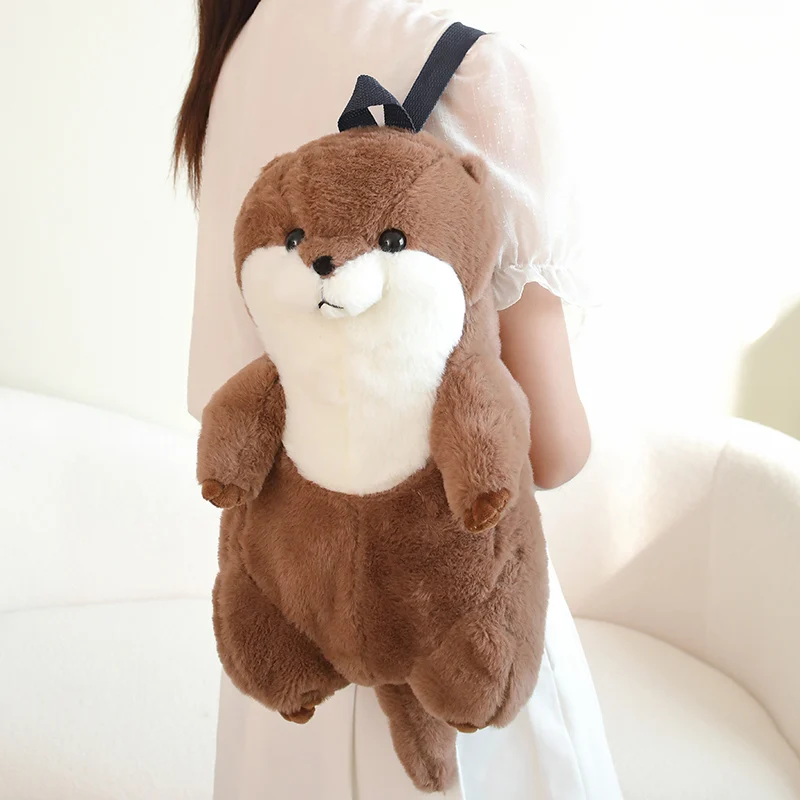 50cm Sea Otter Plush Backpack Cartoon Cute Plush Toy Soft Stuffed Animal Shoulder Bag for Kids Girls Birthday Gifts