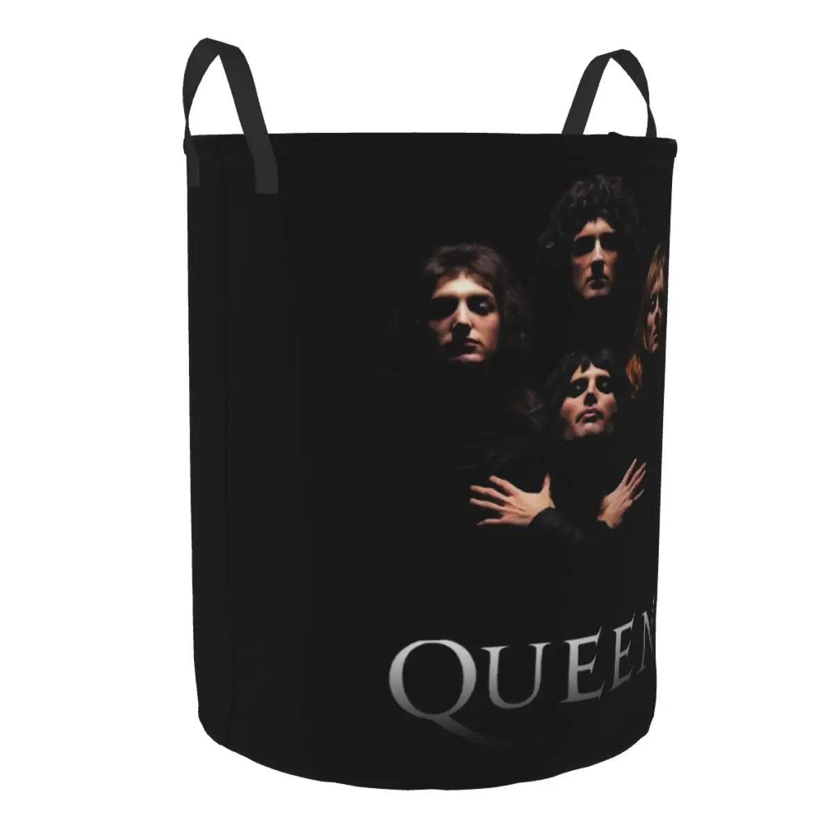 Custom Freddie Mercury Queen Band Laundry Basket Collapsible Clothes Hamper for Baby Kids Toys Storage Bag