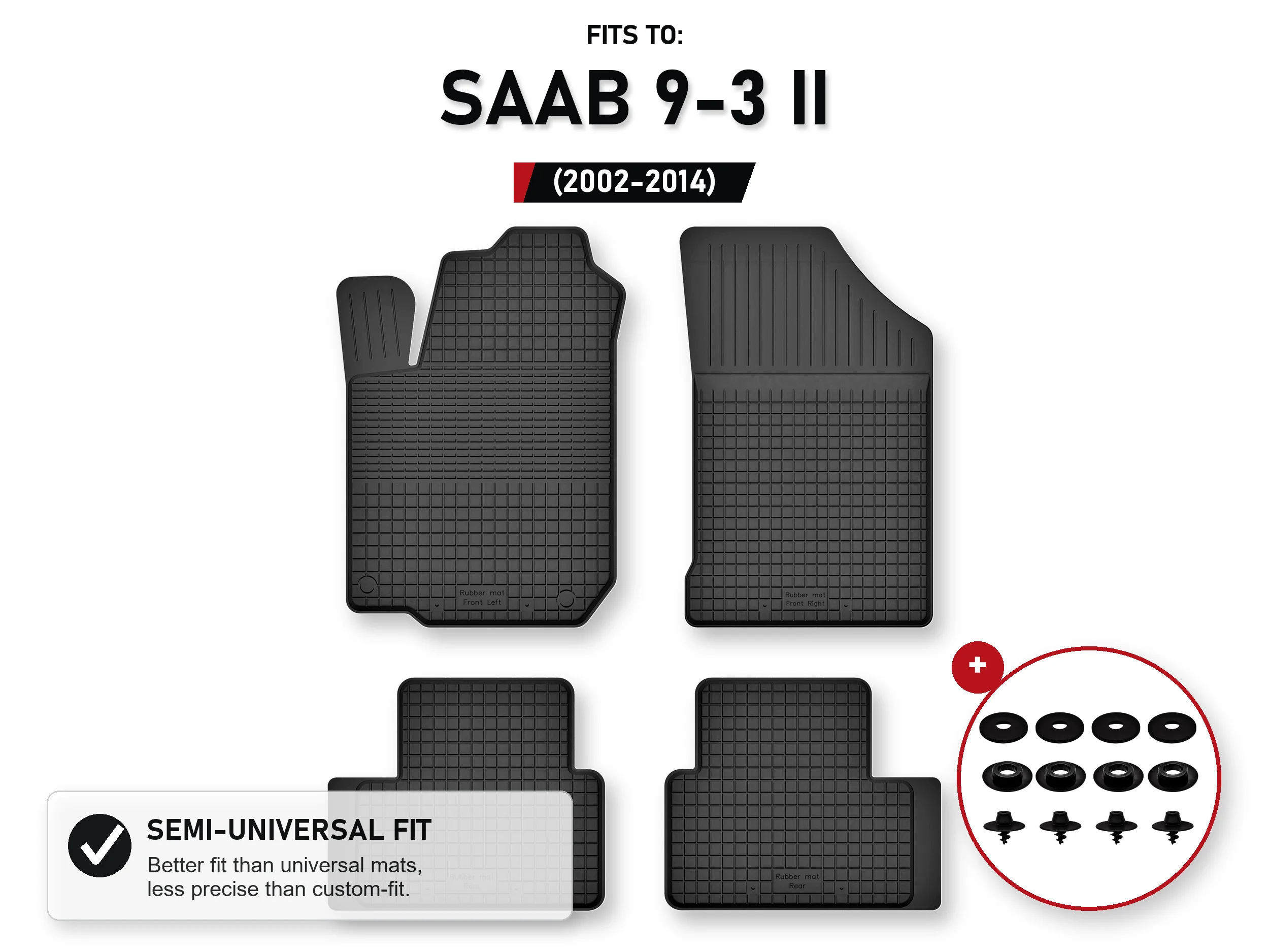 Tapijten in de auto Voor: Saab 9-3 Ii 2002-2014 Cabriolet 4 stuks Ze Stoperami