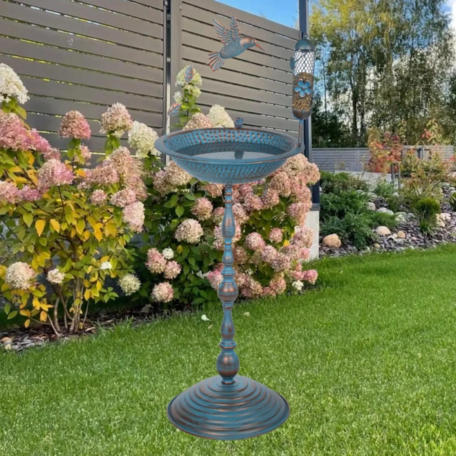 

Metal Bird Bath Birdfeeder Ornament Standing Lightweight with Bird Statue