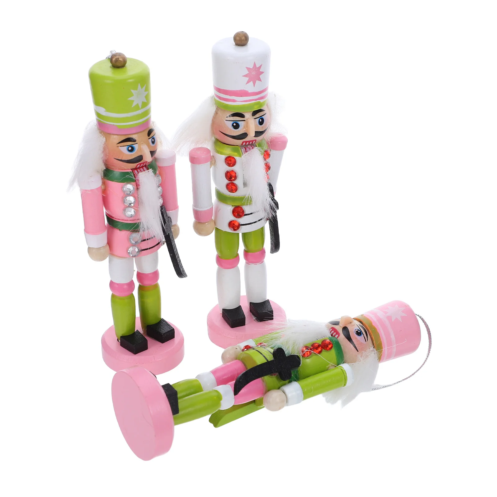 

3 Pcs Decor Holiday Nutcracker Figurine Handmade Figures Festive Statue Christmas