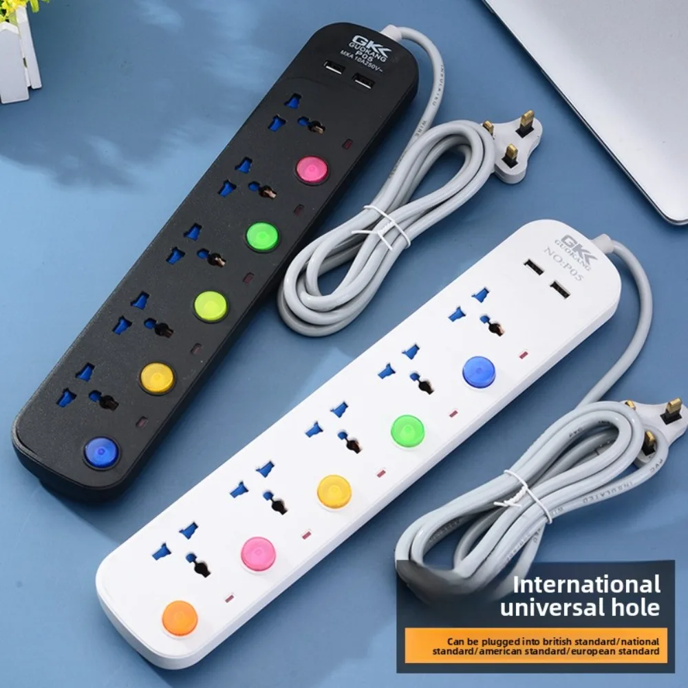 US Standard Multi-Function Power Strip with USB Ports, Switched Multi-Outlet Extension Cord for Home Use