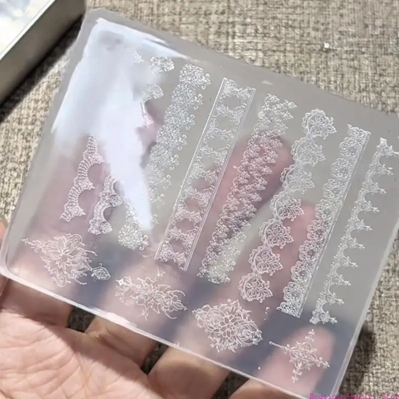 

E1PE Intricate Lace Pattern Silicone Mold Reusable Template For DIY Decors And Jewelry Craft