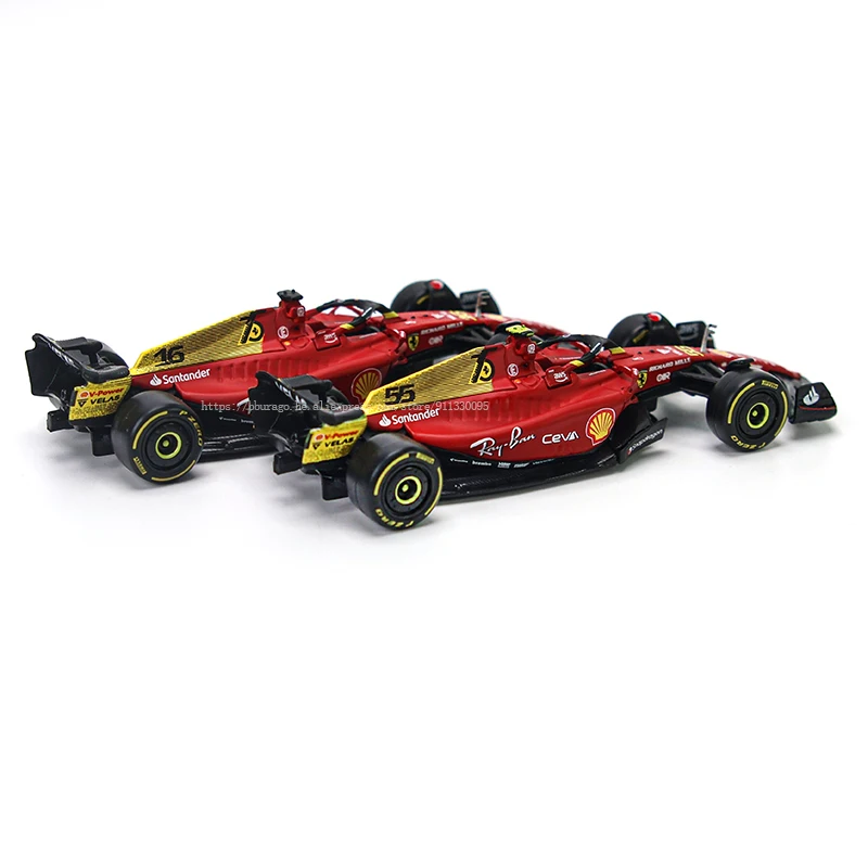 Bburago 1:43 75th Anniversary #16 Leclerc 2022 F1 Scuderia Ferrari F1-75 #55 Sainz Alloy Luxury Vehicle Diecast Cars Model Toy