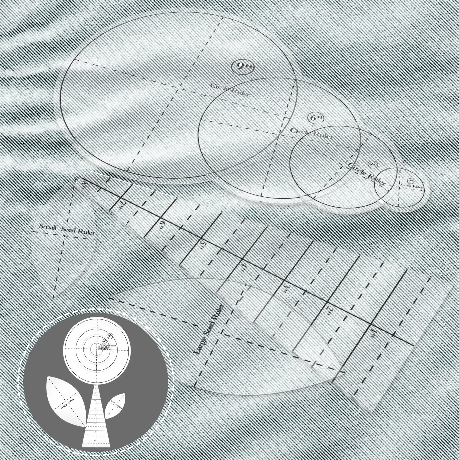 مجموعة واحدة من قالب اللحف مسطرة شفافة من الأكريليك للخياطة المرقعة DIY علم طاولة الحرف اليدوية هدية مثالية مع قطع على شكل #4