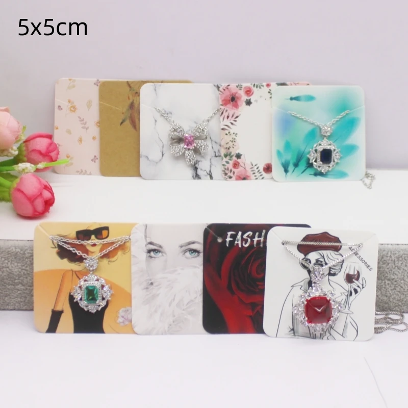 50pcs 5x5/5x7cm necklace display card necklace set pendant packaging hang tag