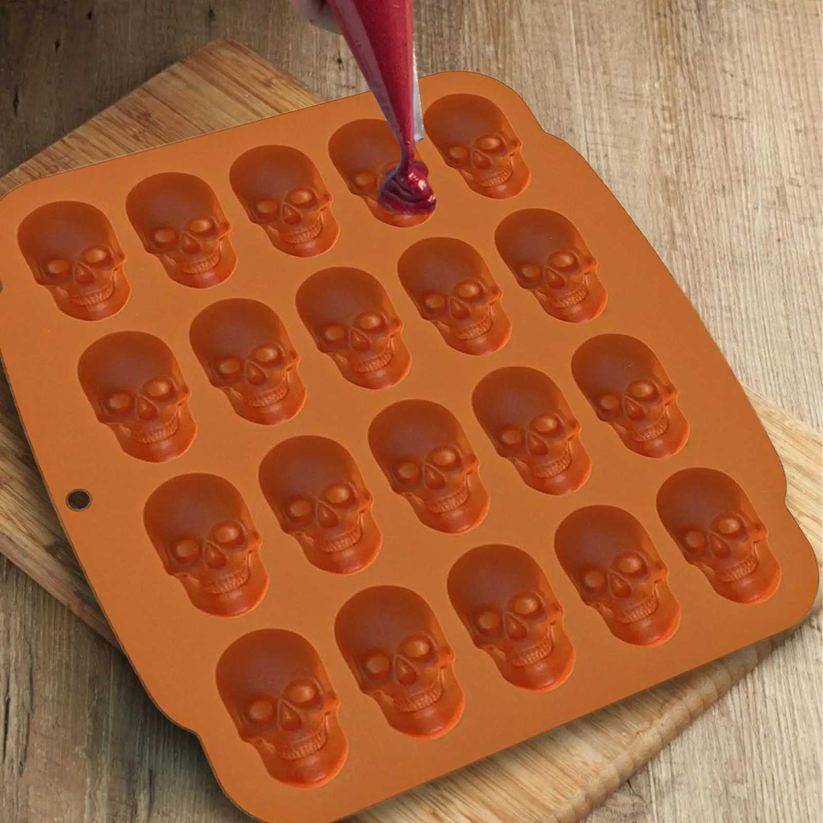 Moldes de silicona para Halloween, molde de Chocolate con Calavera, molde para hornear pasteles, dulces, bandeja de hielo, vela de jabón artesanal, decoración, molde de silicona con Calavera