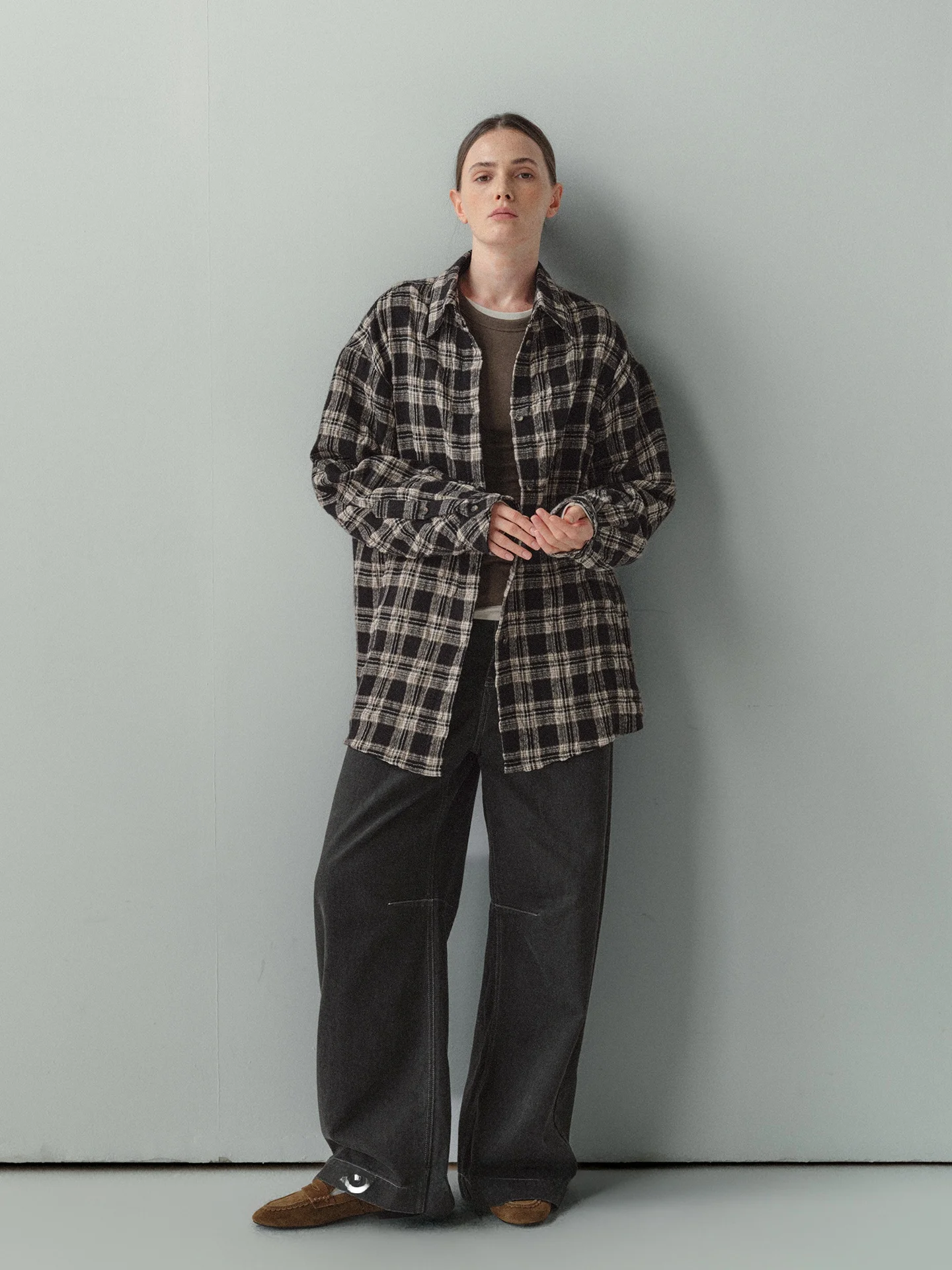 

Warm Woolen Plaid Bubble Texture irt Vintage Sle Fce Lined Coat for Autumn And Winter GORRI Ladies Faion