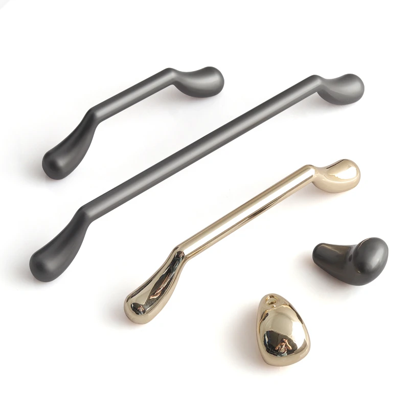 Bright Gold Furniture Handles Modern Style Zinc Alloy Kitchen Cabinet Handles Shoe Cabinets Dressing Table Handles Drawer Knobs
