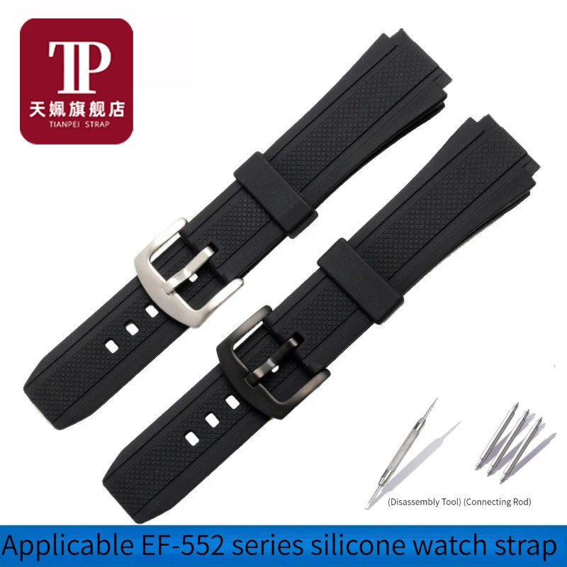 EF-552 Silicone Rubber Watch Strap For CASIO Edifice EF552 EF-552D EF-552PB-1A2 Watchband Waterproof Bracelet Men\'s Resin Strap