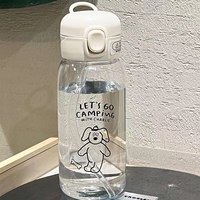 Plastic Water Bottle Water Cup With Straw Simple Large Capacity Portable Drop Resistant And Portable Cup Cartoon Ice Suction Cup