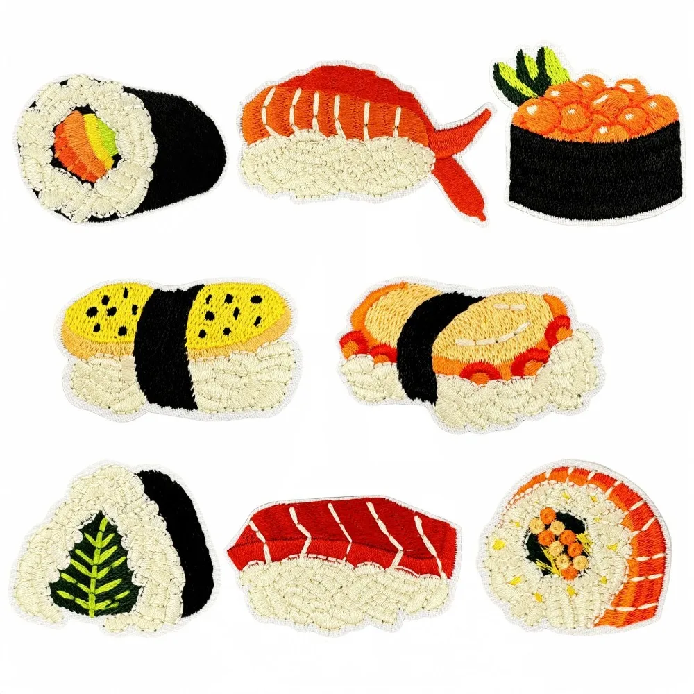 

Cartoon Salmon Sushi Embroidery Patch Clothing Accessory Iron on Patches for Clothes Appliques for Clothing Stickers Scp