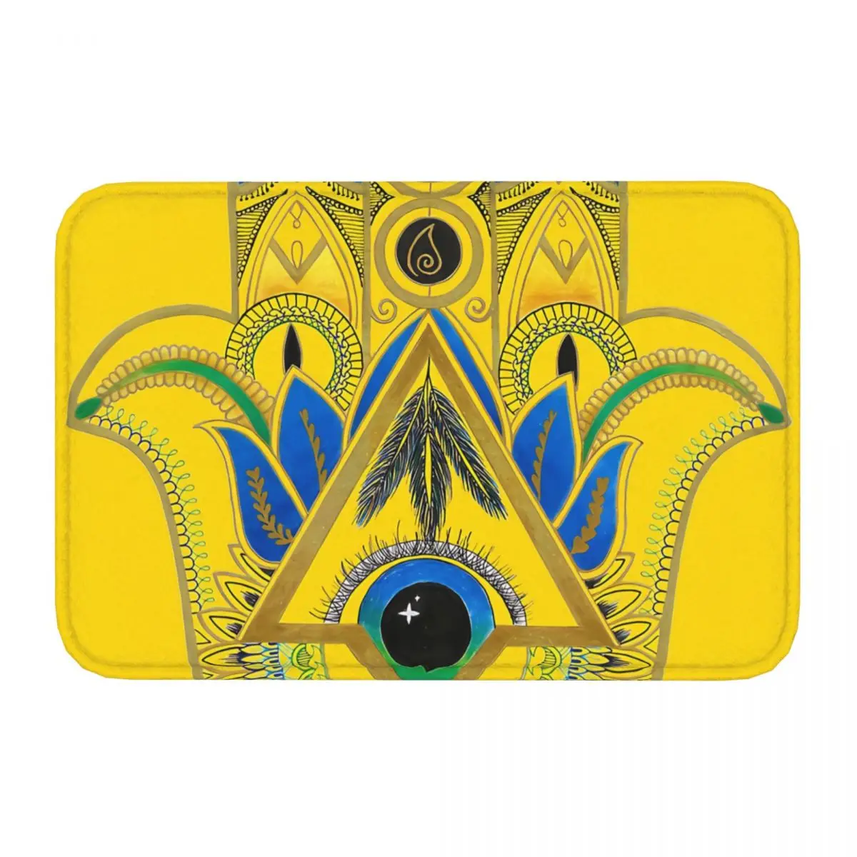 Emblems Brazilian Samba Simmy Ghatt Hamasa Hamsa Hand Fatima Non-Slip Carpet Doormat Living Room Kitchen Mat Welcome Home Rug