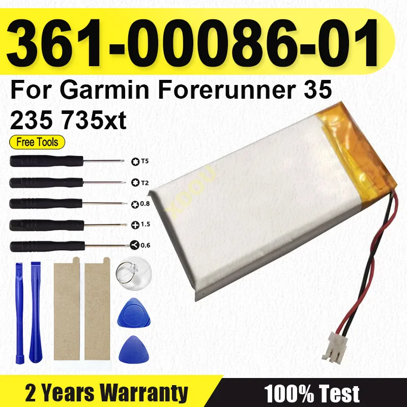 

(180mAh) 361-00086-01 New Replacement Watch Battery 361-00086-01For Garmin Forerunner 35 235 735xt Watch Battery+Tools