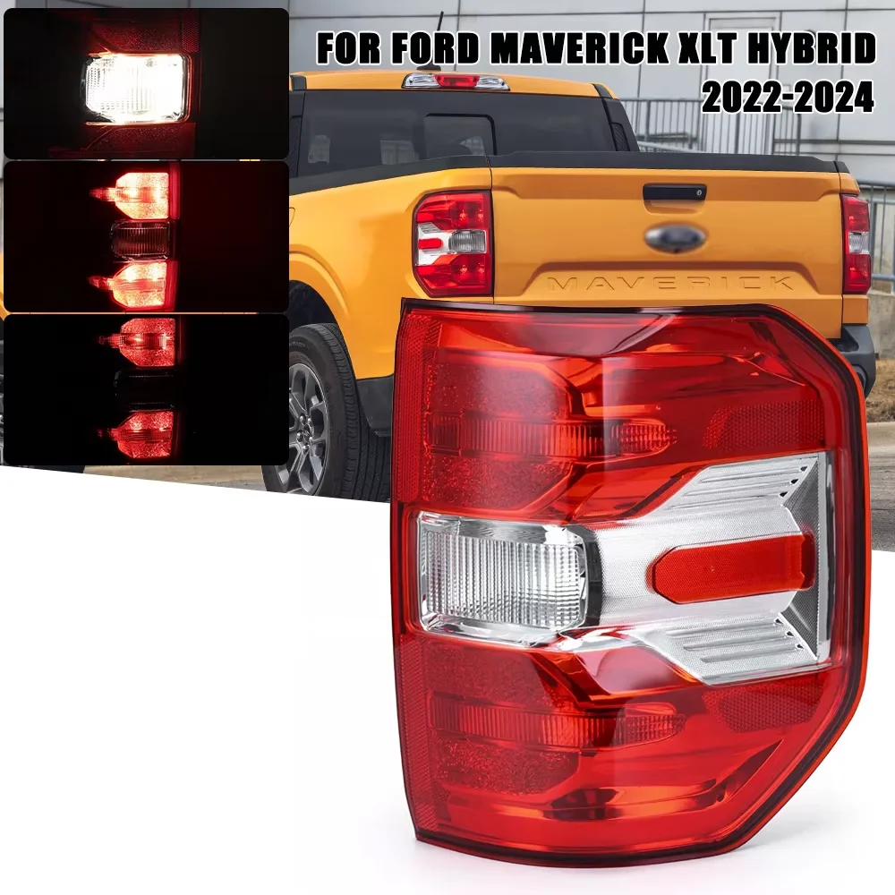 Tail Light Assembly for Ford Maverick XLT 2022-2024 Rear Lamp Red Lens Direct Replacement with Socket & Harness