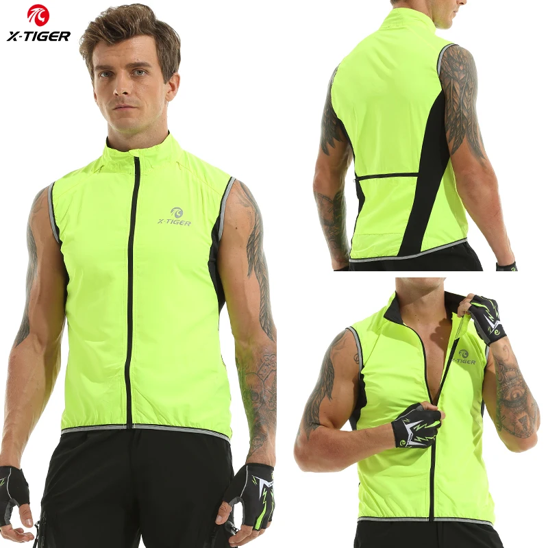 X-TIGER Rainproof Cycling Vest Windproof MTB Bicycle Jacket Outdoor Sport Quick-Dry Rain Jacket Sleeveless Reflective Clothing