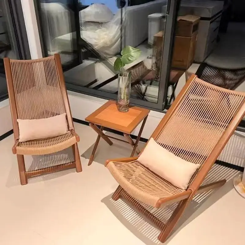 

Outdoor garden leisure recliner balcony small table and chairs wind courtyard rattan one and two