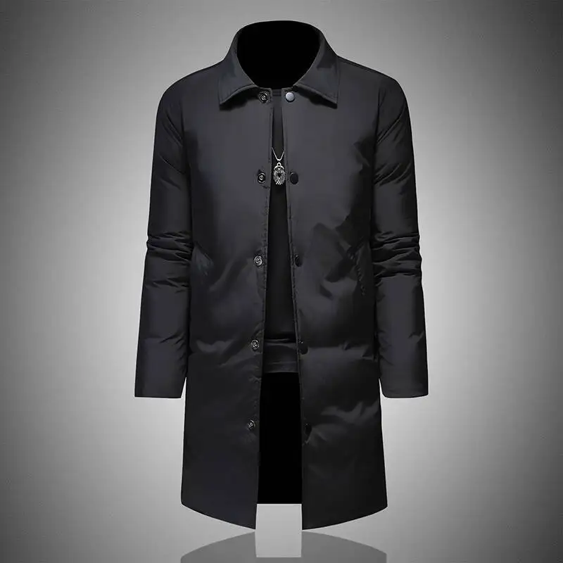 

2025 Winter Clothes Business Thickened New Style Men's Medium-length White Duck Down Jacket Kurtka Zimowa Casual Outfit Men Coat