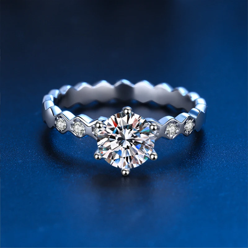 Pass Diamond Tester Pen Moissanite Ring for Women S925 Silver Wedding Diamonds Band Stackable Ring Valentine's Day Gift view 3
