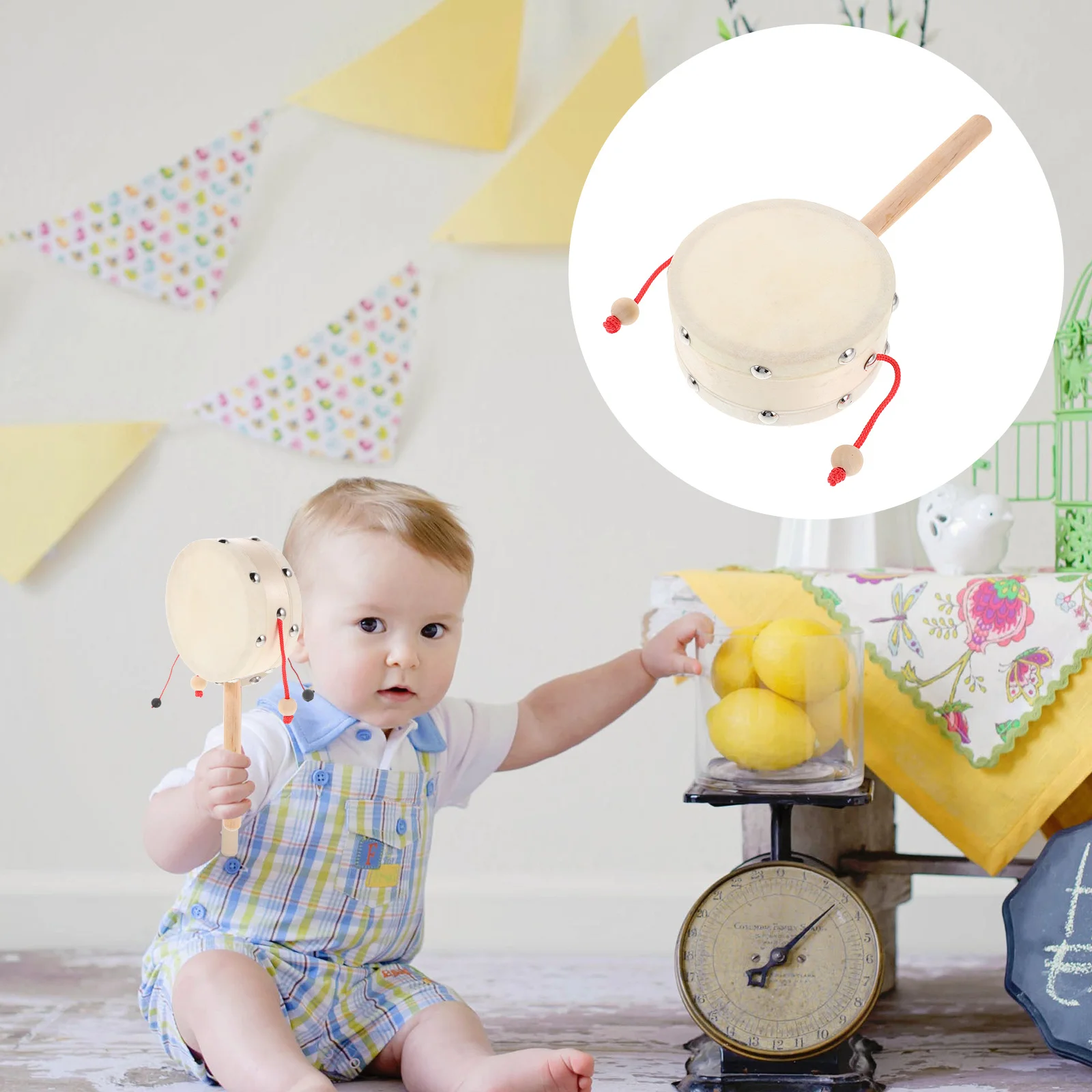 

Early Education Percussion Instruments Preschool Musical Tambourine Wood Baby Toy