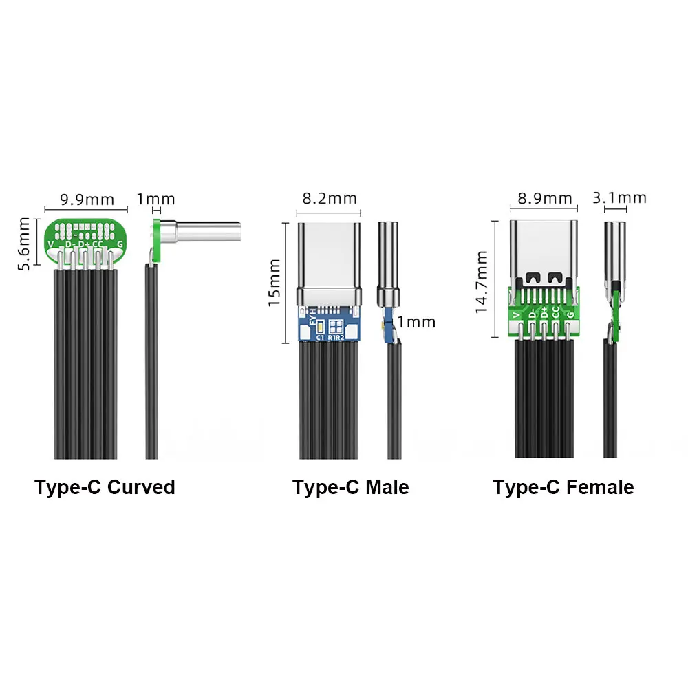 JCD TYPE-C Soft Flat Flexible Cable 2A Power Supply Cable USB 2.0 Data Cable Ribbon Cable Fast Charging Cable 5-Core