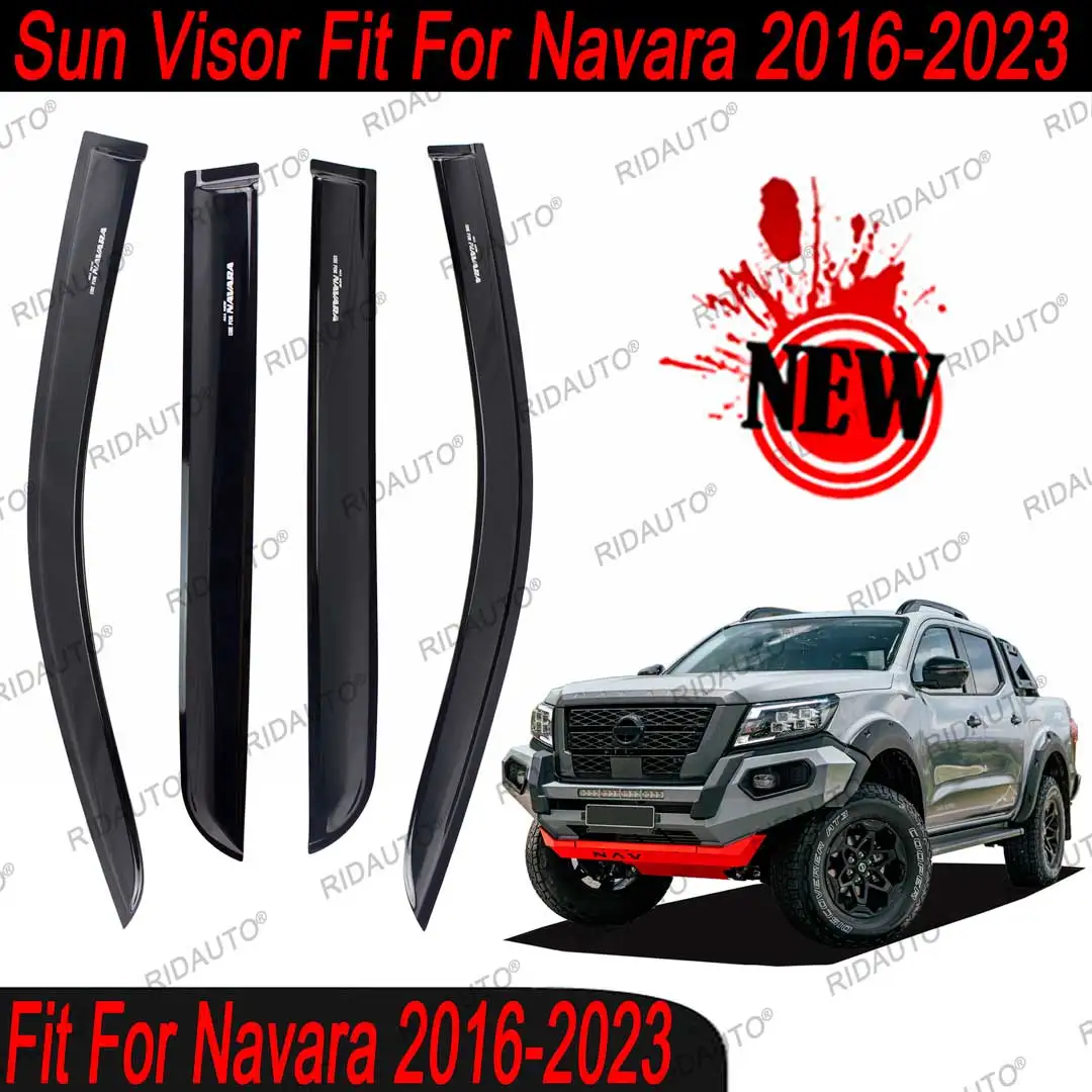 

Black Car Rain Door Visor Window Visor Deflectors Rain Guard For NISSAN NAVARA 2021 2022 2023 2024 Double Cab Truck Accessories