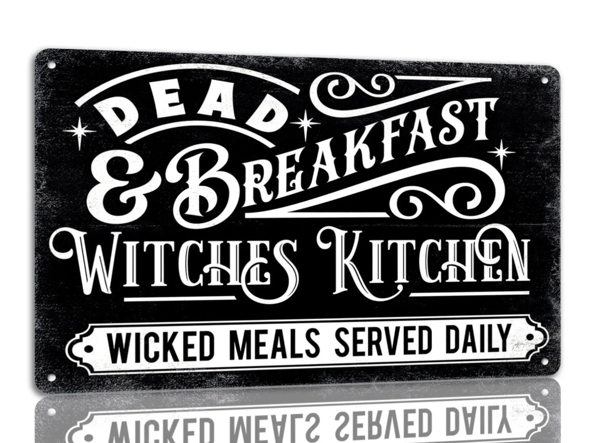 Witches Kitchen Dead And Breakfast Tin Sign Funny Halloween Metal Signs Vintage Gothic Spooky Signs Retro Witch Decor For Cafe B
