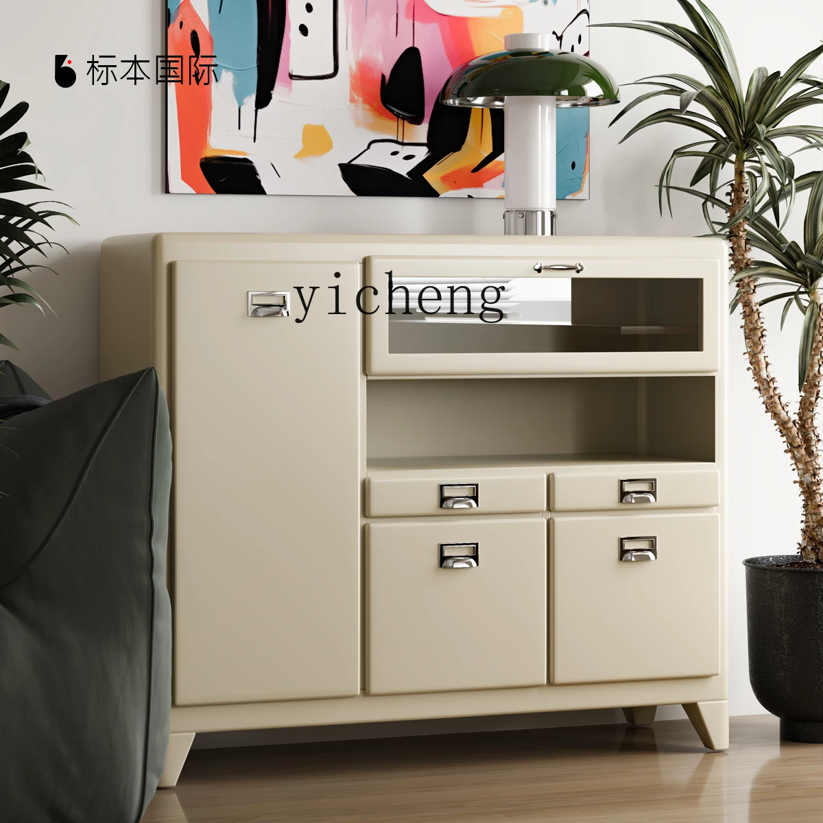 

ZZ paint retro cabinet solid wood tea cabinet dining side storage Internet celebrity figure cabinet
