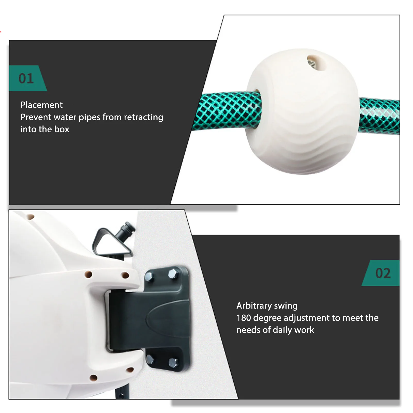 بكرة خرطوم أوتوماتيكية قابلة للسحب ABS بكرة خرطوم حديقة قابلة للسحب أي طول قفل عودة بطيئة مع فوهة البخاخ لغسيل السيارات #6