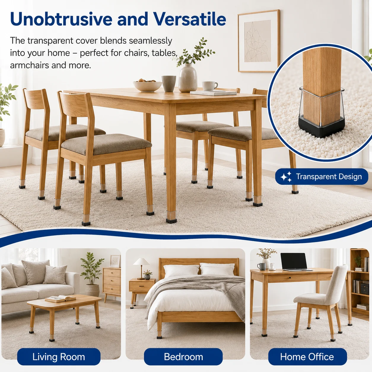 24 Pcs Thickened Silicone Chair Leg Protectors, Wear-Resistant Furniture Feet Caps, Quiet Table & Stool Covers for Carpet Floors