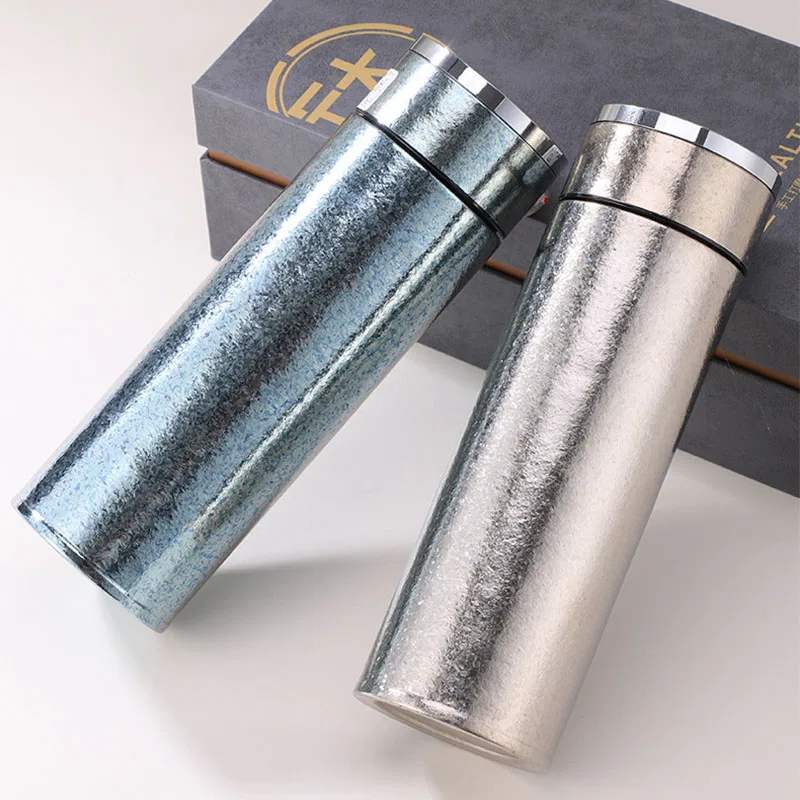 450ml Business Thermos Cup With Quick-opening Lid And Tea Bin,Double Wall Pure Titanium Vacuum Flasks,Drinkware,CarWater Bottle