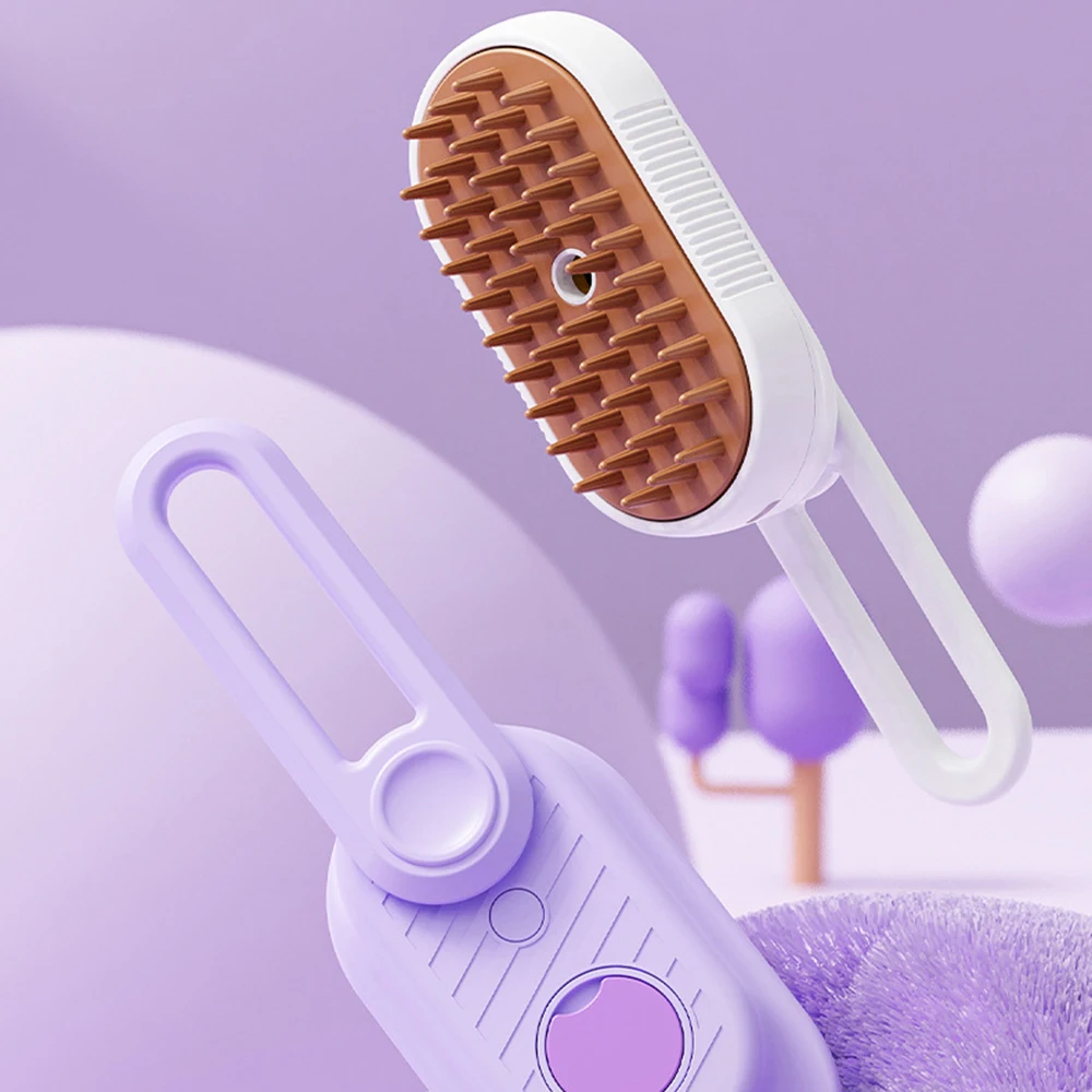 

Small Steamy Cat Brush With Rotating Handle Durable Lightweight Pet Massager For Removing Tangled-Hair
