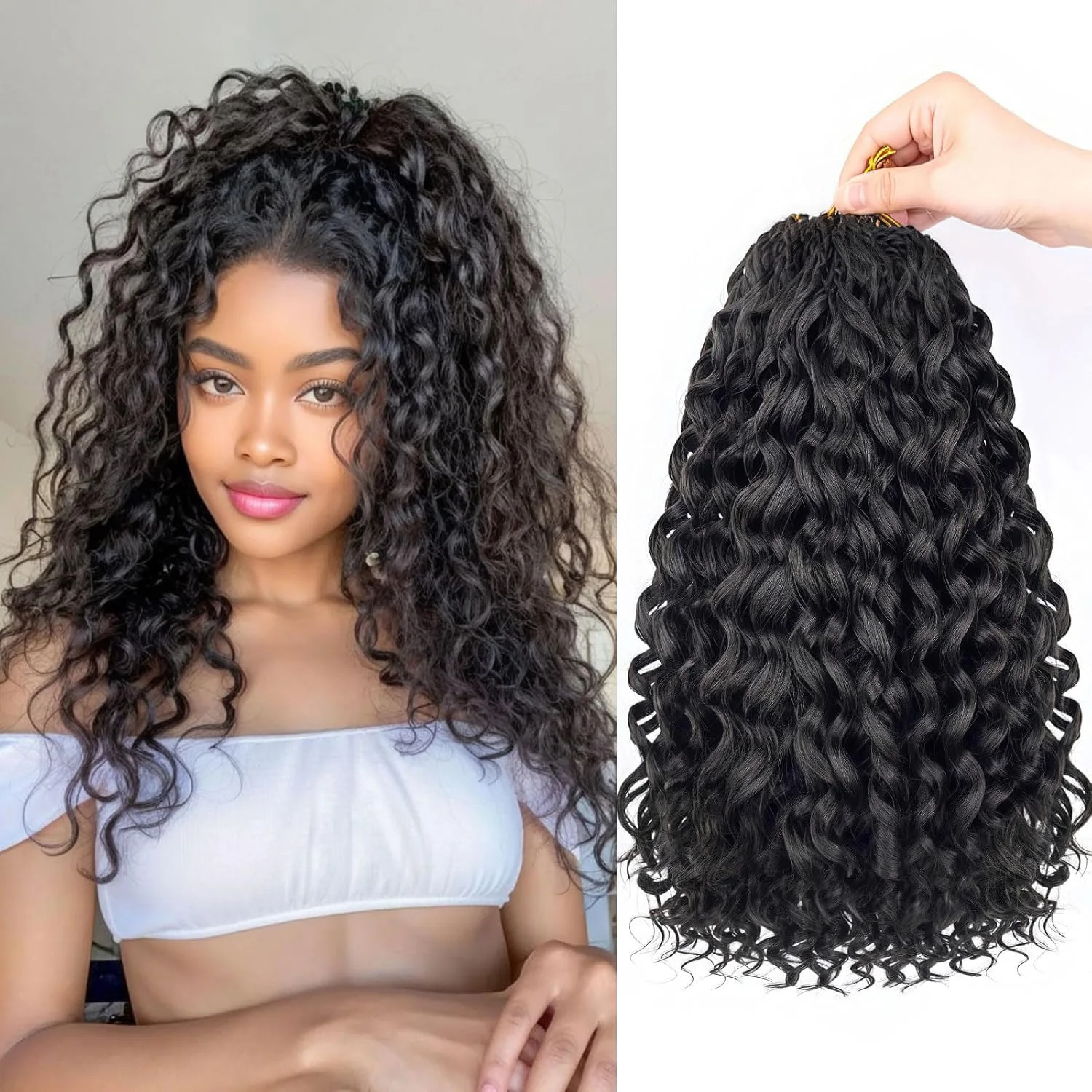 

Gogo Curl Вязаные крючком волосы с предварительной петлей 7 упаковок Предварительно скрученные вьющиеся вязанные крючком волосы для чернокожих женщин Пляжные завитки Волнистые вязанные крючком синтетические волосы