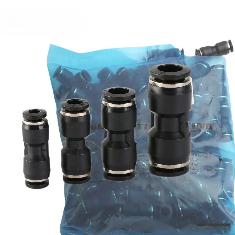 

High Quality Pneumatic Air Fittings 50pcs/100pcs Better than Blue PU Straight Connector PU4 PU6 PU8 PU10 PU12 PU14 PU16