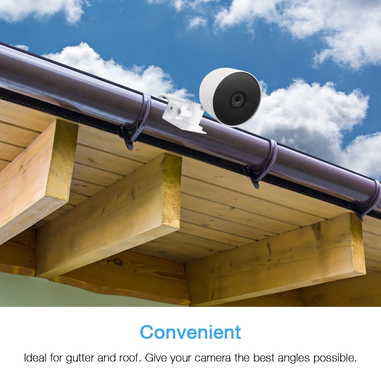 No Drilling Weatherproof Gutter Mount Bracket for Google Nest Cam(Battery) 180 Degree Swivel Mounting Brackets